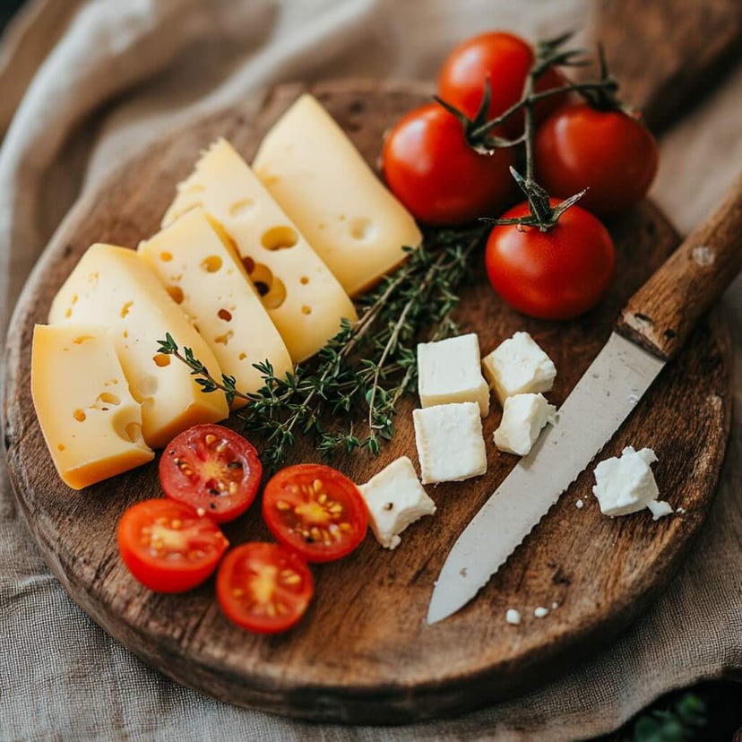 Couteau et planche à fromage